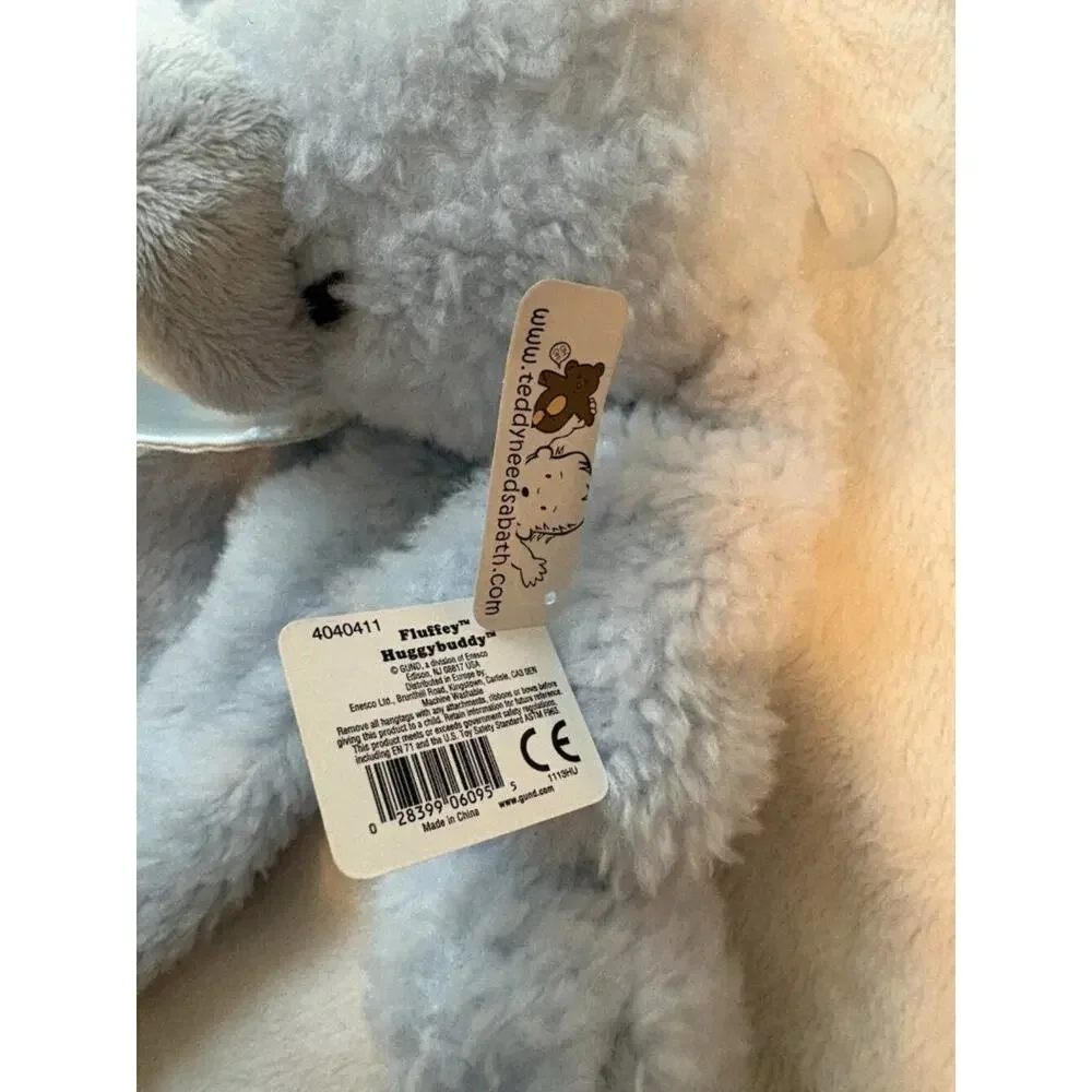 Gund Baby Fluffy Huggy Buddy Plush Blanket Blue Stuffy Puppy Dog Boy's NWT